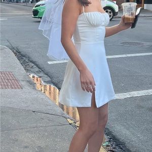 Worn once on my bachelorette, comfortable bustier white mini dress.